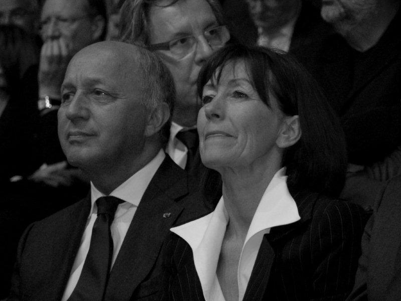 Laurent Fabius et Laurette Onkelinx, à Lille, le 17 avril 2012.